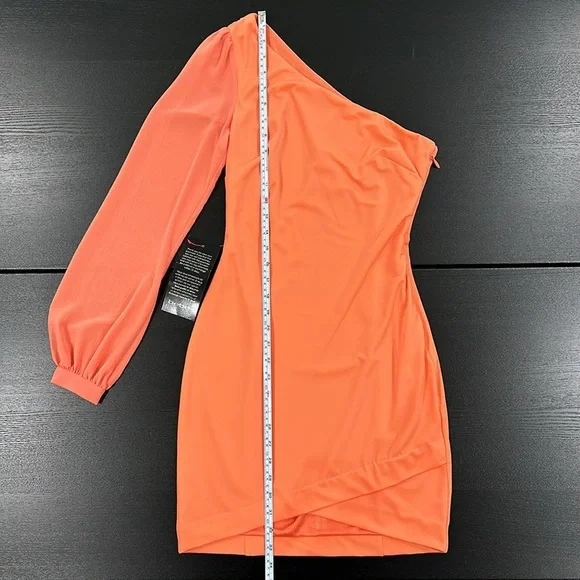 Bebe Single Sleeve Coral Mini Dress - XS - Picture 6 of 8